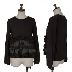 コムコム コムデギャルソンCOMME des GARCONS ヘムフリル装飾ウールニットセーター 黒XSのサムネイル