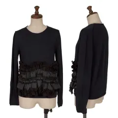 コムコム コムデギャルソンCOMME des GARCONS ヘムフリル装飾ウールニットセーター 紺XSのサムネイル
