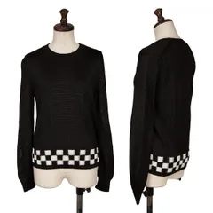 コムコム コムデギャルソンCOMME des GARCONS レーヨンヘムチェッカーニットセーター 黒白XSのサムネイル
