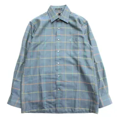 良品 DAKS ダックス チェック柄 ウール シャツ カットソー ブラウス ウォッシャブル オールド ヴィンテージ 長袖 M ブルー系 メンズ 古着 中古 USEDのサムネイル