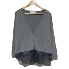 美品 Fabiana Filippi ファビアナ フィリッピ シアー切替 ニットカーディガン 46 グレー レディース 古着 中古 USEDのサムネイル