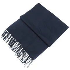 美品 COLOMBO コロンボ カシミヤ100％ フリンジ マフラー ネイビー メンズ 古着 中古 USEDのサムネイル