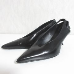 極美品 フェンディ ロゴバックル スクエアトゥ スリングバックパンプス