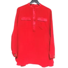 良品 Salvatore Ferragamo サルヴァトーレフェラガモ ガンチーニカフス プルオーバー シルクブラウス サイズ40 レッド レディース 古着 中古 USEDのサムネイル