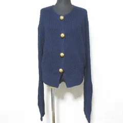 美品 25SS Drawing Numbers ドローイングナンバーズ ビッグ釦クルーネックカーディガン WGZ105115A0007 サイズ38 ネイビー レディース 古着 中古 USEDのサムネイル