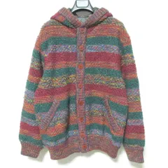 美品 MISSONI ミッソーニ ミックスツイード ウール リバーリブル ニットパーカー カーディガン 50 マルチカラー メンズ 古着 中古 USEDのサムネイル