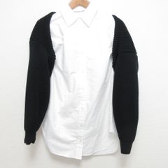 良品 Alexander Wang アレキサンダーワン 長袖 ニット レイヤードシャツ ブラウス サイズXS ホワイト×ブラック バイカラー レディース 古着 中古 USED