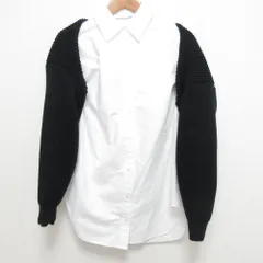 良品 Alexander Wang アレキサンダーワン 長袖 ニット レイヤードシャツ ブラウス サイズXS ホワイト×ブラック バイカラー レディース 古着 中古 USEDのサムネイル