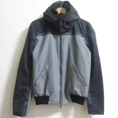美品 ARMANI COLLEZIONI アルマーニコレツィオーニ フード2way 撥水加工 ダブルジップ ジャケット ブルゾン サイズ44 グレー メンズ 古着 中古 USEDのサムネイル