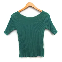 プロポーション ボディドレッシング PROPORTION BODY DRESSING セーター ニット ローライズ シンプル パール装飾 ラグランスリーブ 五分袖 丸首 綿混 3 グリーン 緑 /HT23