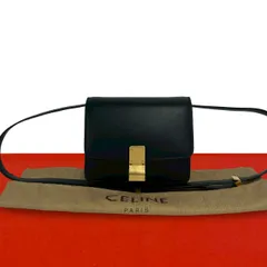 極 美品 袋付き CELINE セリーヌ クラシックボックス レザー 本革 ミニ セミ ワン ショルダーバッグ ポシェット サコッシュ ブラック 363-2のサムネイル