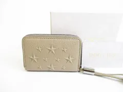 【新古品】 Jimmy Choo ジミーチュウ エンボススタッズ レザー ラウンドファスナー コインパース 小銭入れ メンズ レディース ベージュのサムネイル