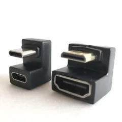 U字型 180度 ミニHDMIオス HDMIメス 変換 アダプタ LED付 ＆ USB Type-C アダプタ セット