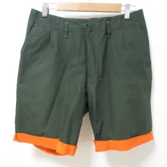 美品 23SS Kolor カラー Cotton Nylon Short コットン×ナイロン 裾折り返し ショートパンツ 2 カーキ×オレンジ メンズ 古着 中古 USEDのサムネイル