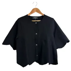 美品 ROCHAS ロシャス 半袖 スカラップ ニットジャケット カーディガン M ブラック レディース 古着 中古 USEDのサムネイル