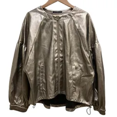 美品 VIVIENNE TAM ヴィヴィアンタム WL シンセティックレザー ノーカラー ジャケット SIZE38 ゴールドカラー レディース 古着 中古 USEDのサムネイル