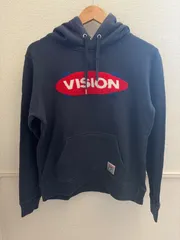 (^w^)b VISION STREET WEAR プルオーバー パーカー M 濃紺 ネイビー スケートボード 立体 サガラ刺繍 ワッペン 綿100% 厚手 ハイブリッド 正規 スウェット トレーナー ビンテージ風 ストリート OM13056MRのサムネイル