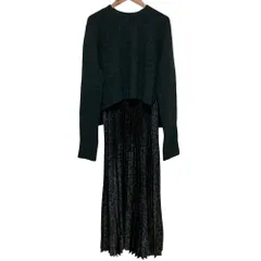 美品 ALLSAINTS オールセインツ LEOWA DRESS レオパード柄 キャミワンピース ニット プルオーバー アンサンブル サイズM グリーン レディース 古着 中古 USEDのサムネイル