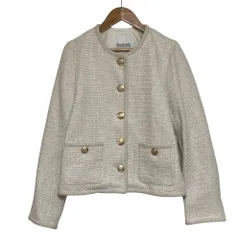 美品 24AW Mystrada マイストラーダ ちばゆかさんコラボ ツイードジャケット 34347410 サイズ36 ホワイト レディース 古着 中古 USEDのサムネイル