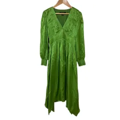 美品 ALLSAINTS オールセインツ ESTELLE SILK BLEND シルクブレンド アシンメトリー ミディ ドレス ワンピース 32 グリーン レディース 古着 中古 USEDのサムネイル