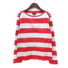 アニエスベー agnes b. カットソー Tシャツ クルーネック ボーダー 長袖 T1 S 赤 レッド /MNのサムネイル