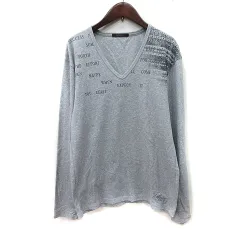 ムッシュニコル monsieur NICOLE Tシャツ カットソー 長袖 Vネック 刺繍 50 L グレー /YI
