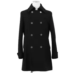 【SALE】BURBERRY BLACK LABEL バーバリーブラックレーベル Pコート メルトン サイズ M メンズ ロゴ ボタン ダブルブレスト ノバチェックライニング ウール/アンゴラ アウター ダークネイビー 紺のサムネイル