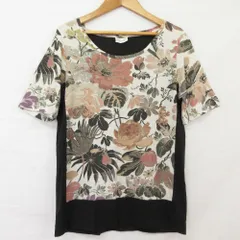 美品 DRIES VAN NOTEN ドリスヴァンノッテン フラワープリント ショートスリーブ Tシャツ カットソー XS ブラック系 レディース 古着 中古 USEDのサムネイル