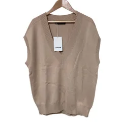 新品同様 23AW CABaN キャバン トゥモローランド コットンカシミヤ Ｖネックニット ベスト 59-02-34-02005 フリーサイズ ベージュ レディース 古着 中古 USEDのサムネイル
