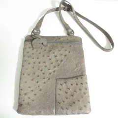 美品 IBIZA イビサ オーストリッチレザー ショルダーバッグ グレージュ レディース 古着 中古 USED