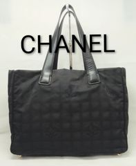 美品】シャネルCHANEL黒ニュートラベルライン肩掛けトートバッグMM正規