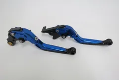Honda レブル NS-1 GROM CBR400R/CB400F/400X 2013-2019 可倒式 ダブルビレットレバー 青のサムネイル