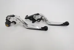 Honda レブル NS-1 GROM CBR400R/CB400F/400X 2013-2019 可倒式 ダブルビレットレバー 銀のサムネイル