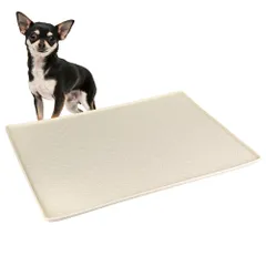 犬用フチ付きトイレトレー 漏れ防止 シリコン製 肉球型滑り止め (クリーム, 40cm×60cm)のサムネイル