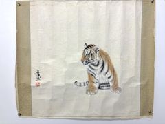 李朝民画 虎図 猫虎 紙本 朝鮮民画 インテリア 美術 アート 虎画 古