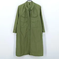 BENETTON レディース 春 夏 8分袖 ウエスト後ろゴム ロングジャケット カーキ91 (HU45205)のサムネイル