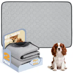 ペットシーツ 洗える ペット用おしっこマット 猫 犬用 おしっこパッド ペット用 トイレ下敷きマット 速乾 洗える（67×50cm 二枚セットライトグレー）のサムネイル