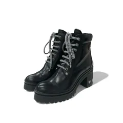 ミュウミュウ MIUMIU ブーツ ショートブーツ 靴 シューズ レザー ブラック 黒 レースアップ ビジューのサムネイル