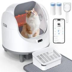 自動トイレ 猫 猫トイレ 自動 大容量 スマホ管理 自動 静?? 広々オープン設計 密閉設計 アロマ消臭 猫 自動トイレ 多頭識別 多頭飼い対応 砂制御ペダル付き お手入れ簡単 安全 スケジュール清掃 猫砂節約 体重管理 ゴミ袋2枚のサムネイル