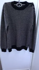 美品 G-STAR RAW ジャガードニットセーター メンズXS 肩ボタン 黒白(志)A-486のサムネイル