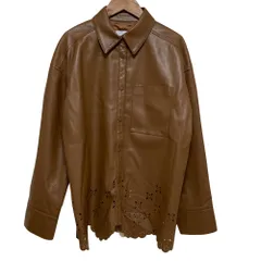 美品 LE CIEL BLEU ルシェルブルー カットワーク スカラップ エコレザージャケット サイズ36 ブラウン レディース 古着 中古 USEDのサムネイル