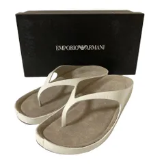 美品 EMPORIO ARMANI エンポリオアルマーニ パテントレザー トングサンダル サイズ37 約24cm ホワイト レディース 古着 中古 USEDのサムネイル