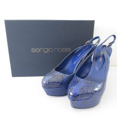 新品✨sr1 sergio rossi メタリックブルー ビジュー付きサンダル