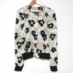 良品 SONIA RYKIEL ソニアリキエル フラワープリント シルク ノーカラー ジャケット ブルゾン 38 ブラック系 マルチカラー レディース 古着 中古 USEDのサムネイル