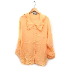 ダブルクローゼット w closet フリルカラー シャツ ブラウス 長袖 ロング丈 チュニック 無地 オレンジ /FT36のサムネイル