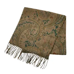 良品 ETRO エトロ ペイズリー チェック柄 カシミヤ100% マフラー ブラウン ベージュ レディース 古着 中古 USEDのサムネイル