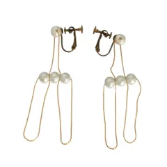 良品 aoki yuri アオキユリ コットンパール クリップイヤリング アクセサリー ホワイト ゴールドカラー レディース 古着 中古 USEDのサムネイル