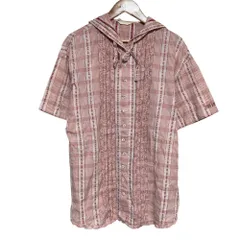 良品 PINK HOUSE ピンクハウス チェック フリルショートスリーブシャツ L ピンク レディース 古着 中古 USED