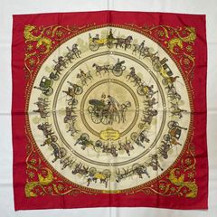 2504-196｜美品｜エルメス カレ 90 スカーフ シルク ライトピンク