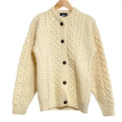 美品 aran WOOLLEN MILLS アランウーレンミルズ メリノウール ケーブルニットカーディガン ベージュ レディース 古着 中古 USEDのサムネイル